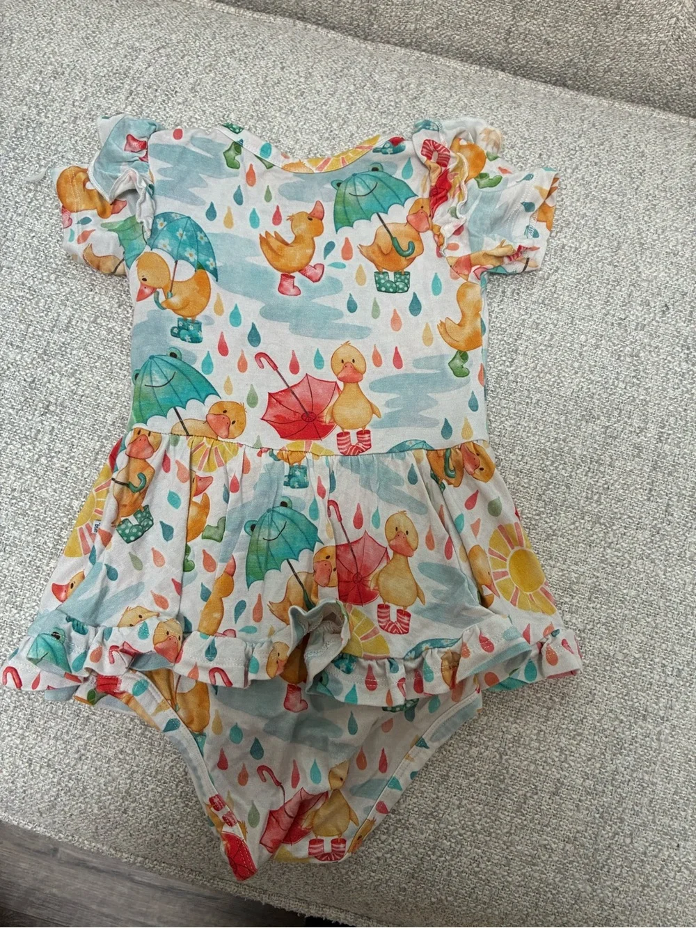 Baby Girls' Duck Print Ruffle One-Piece Bodysuit - Multicolor